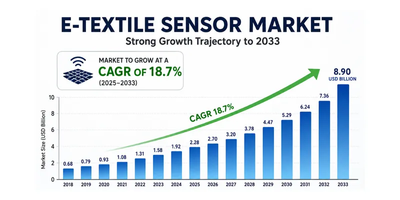 E-Textile Sensor Market Accelerates with 18.7% CAGR Through 2033 Amid Rising Demand  for Smart Wearables 